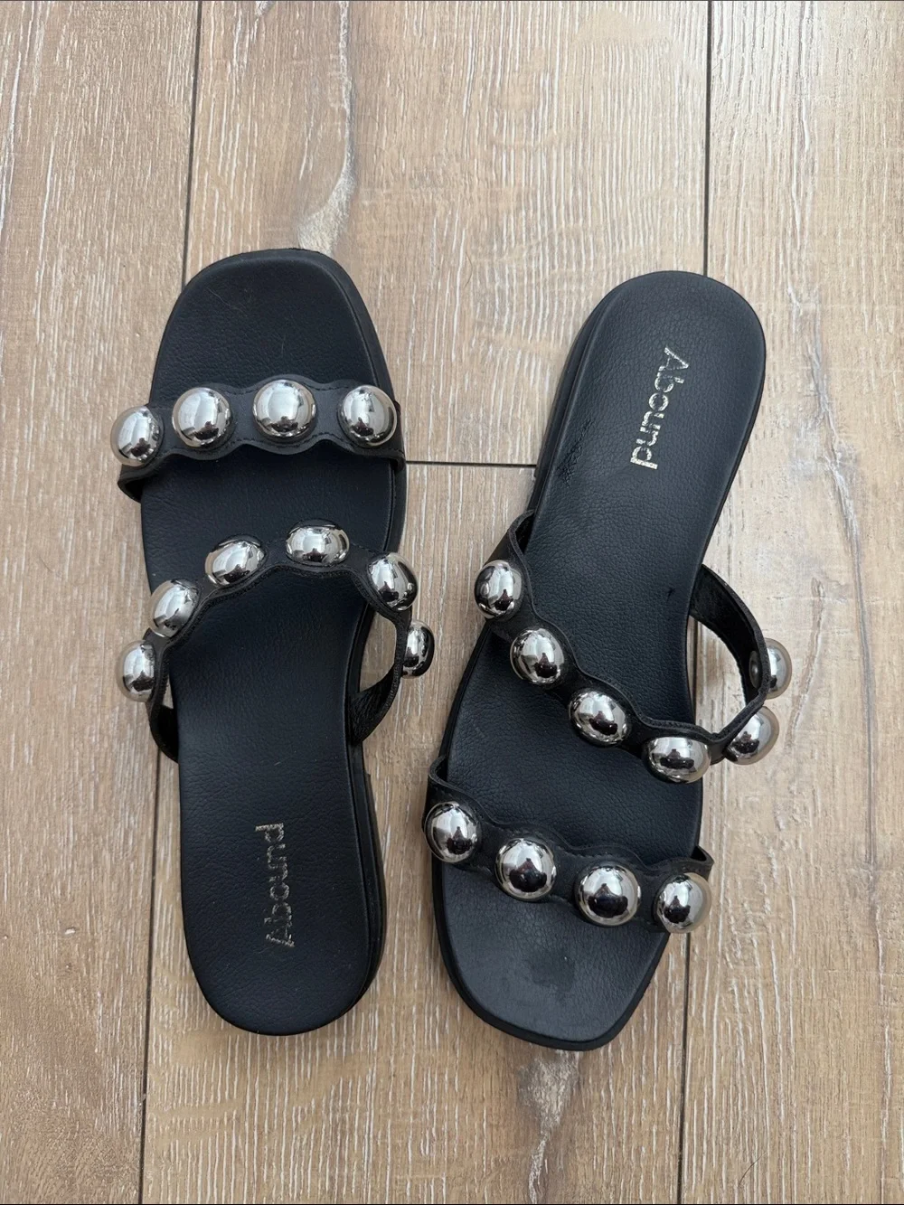 Abound Black Slide Sandals with Silver Dome Studs
